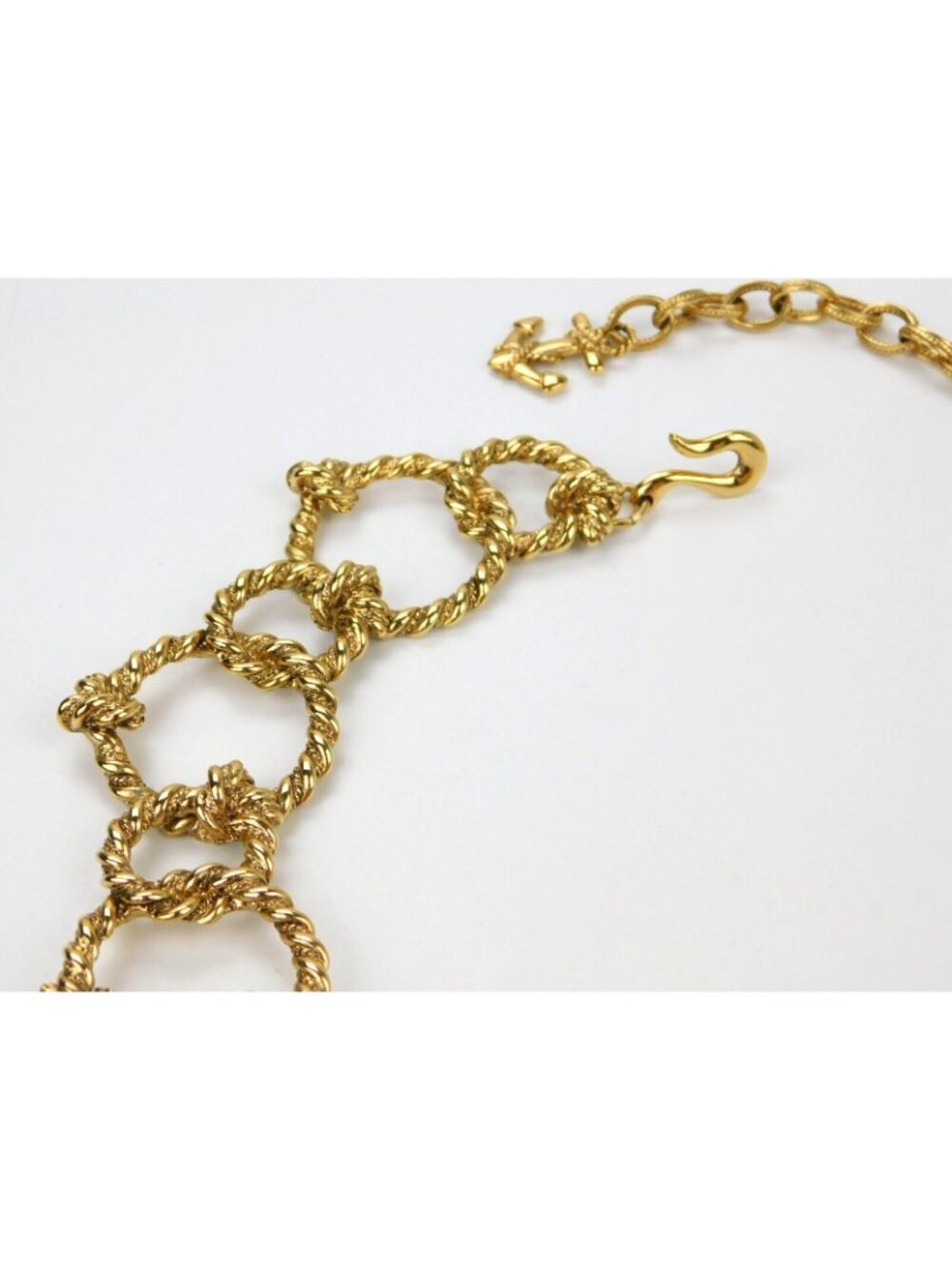 Kenneth Jay Lane KJL Rope Nautical Knot Gold Tone Statement Collar Necklace - Picture 3 of 7
